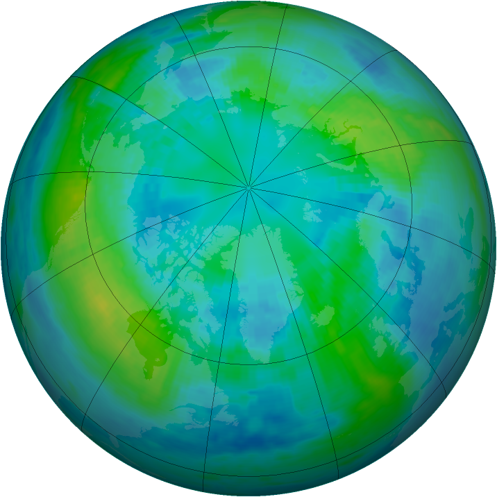Arctic ozone map for 15 October 1990